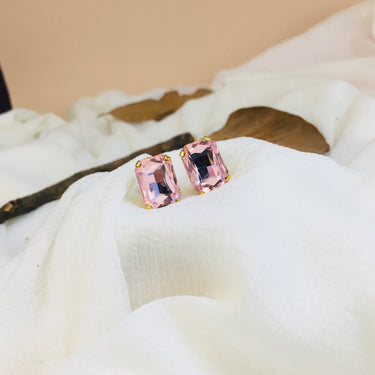 Pink Stone Stud Earrings
